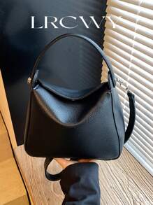 Women's Handbag, Fashion Minimalist Business Casual Tote Bag, Elegant Shoulder Bag, Black Bucket Bag - Black - View 2