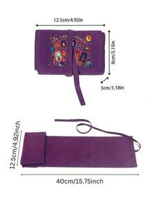 Velvet Tarot Card Storage Bag, Featuring Vibrant Cosmic Tarot Card Pattern, Dual-Tone Blue & Purple, Drawstring Closure, Soft Fabric Protective Case, Portable Card Holder, Suitable For Storing Tarot Cards And Small Items - Multicolor - View 5