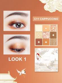CATKIN Eyeshadow Palette, Shimmery Eyeshadows With Matte And Glitter Finishes, High Color Payoff, 9 Shades, Neutral Color Scheme, C11 Cappuccino - Cà phê C11 Cappuccino - Xem 8