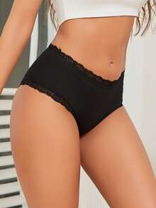 6条装舒适可爱蕾丝拼接棉质女士内裤 - 彩色 - 查看 3