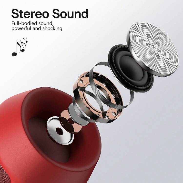 Hallowmas Outdoor Wireless Speaker - Dual-Channel Subwoofer System With Deep Bass, Long-Lasting Battery Life, And Durable Red/ Black Finish For Outdoor Parties And Events Charge Using USB. - 紅色 - 查看 5