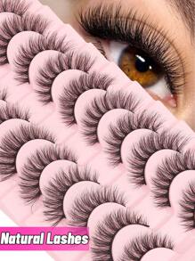 10 Pairs Of Natural Fluffy False Eyelashes, Naturally Extend The End Of The Eye, Beautiful False Eyelashes, Thick, Reusable