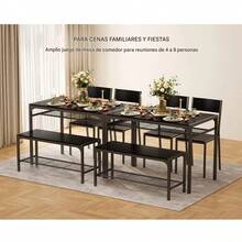 4-Piece Dining Table Set With Bench Kitchen Table And 2 Chairs For 4 People With Bench For Small Space, Apartment - Black - View 6