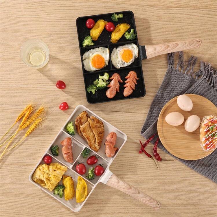 1pc Fluorine-Coated Divided Baking Tray, 10 Inch (Approx. 27 Cm), 4 Compartments, Suitable For Frying Pans, Stoves, Gas, Electric, And Induction Cookers, PFOA-Free, Aluminum Seafood Boiler - White - View 9
