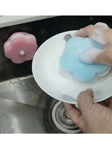 Petal-Shaped Multi-Functional Double-Layer Temperature-Sensitive Scrub Sponge, Effective Stain Removal, Double-Sided Kitchen Sponge - Temperature-Sensitive, Scratch-Resistant Cleaning Pad, Suitable For Tableware. Suitable For Modern Kitchen Sink, Convenient Wall-Mounted Tableware Cleaning