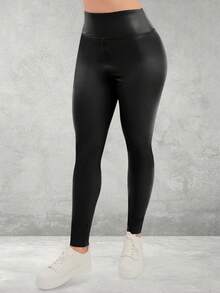LoveMyFashions High Waisted PU Leather Leggings  Plain  Casual  Party  PU Leather      Wet Look Shinig  Night Out  Holiday  Daily