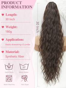Ponytail Extension, Claw Clip Ponytail Extension For Women Long Wavy Pony Tails Hair Extensions Fluffy Natural Looking Synthetic 30 Inch Clip In Ponytail Hairpiece For Daily Use - Multicolor - View 2