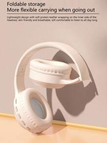 Wireless Bluetooth Headset, Over-Ear Design, High Battery Life And Fashionable Appearance, Foldable And Portable, Low Latency For Gaming - Beige - View 7