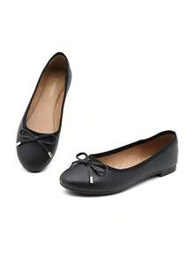 Womens Low Block Chunky Heels Pink Pumps Ladies Dress Shoes Round Toe Comfortable Office Slip On Shoes ROUDI-1 - 黑色 - 查看 2