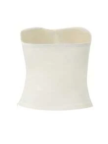 Women's Smocked Tube Tops Summer Fashionable Solid Color Off Shoulder Sleeveless Slim Fit Shirt - 香檳色 - 查看 8