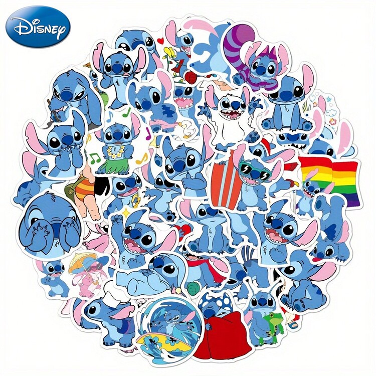 Disney 50/100PCS Optional Officially Licensed Stitch Cute Cartoon Style Lilo & Stitch Sticker Decoration DIY Sticking Notebook Mobile Phone Case Gift Wrapping Party Decoration Cute And Childlike PVC Material Cartoon Patterns Various Styles Children's Handicraft Festival Decorative Gifts Christmas Halloween - Royal Blue - View 8