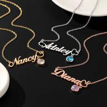 1pc Customized 18K Gold Plated Stainless Steel Necklace With Laser Cut Heart Letter Pendant, Rhinestone Decor, Minimalist Design, Suitable For Women & Men, Summer Accessory, Birthday/Valentine's Day Gift