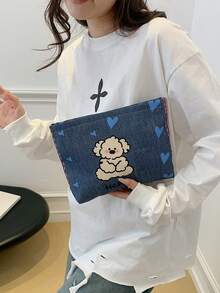 可爱卡通印花化妆包 复合面料化妆包 唯美女士手提包 钱包 收纳化妆包 女生行李包 旅行收纳包 可爱收纳包 开学季学生必备 学校假期旅行必备包 返校用品女士旅行包 - 彩色 - 查看 5