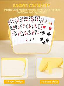4-Piece - Playing Card Holder, Hands-Free Playing Card Holder Tray With Foldable Table Stand, Fan-Shaped 3-Tier Design, Suitable For Card Games, Poker Parties And Family Card Game Nights. - Multicolor - View 3