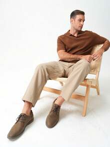 SHOESMALL Men's Oxford Suede Business Casual Brown Dress Shoes Plain Toe Oxfords Classic Formal Derby Shoes