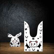 50 Pieces Halloween Rabbit Ear Snack Bag Halloween Rabbit Ear Candy Gift Bags Rabbit Goody Bags Halloween Bags Party Supplies - Pirate Skull - View 2