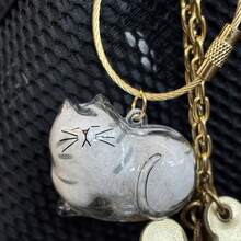 1个猫毛纪念胶囊，可悬挂旋转，可爱猫形密封宠物毛发收纳罐，DIY纪念吊坠礼物，适合爱猫人士和宠物主人，情感购物者之选，简约展示，透明材质，附赠香味猫毛饰品，宠物主人珍藏回忆的必备之选