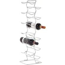 Basics Large Modern Style Wine Rack For 12 Bottles, Chrome And Silver