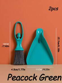 2 件迷你扫帚和簸箕套装，塑料桌面清洁扫帚和簸箕清洁工具 - 彩色 - 查看 5