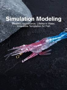 GOTURE Goture 1pc Luminous PVC Simulation Shrimp Shaped Squid Hook - Soft Bait Lure Lure For Large Shrimp, High Biomimetic Lure Lure For Lure Fishing