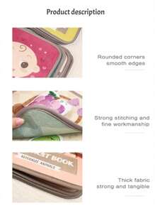 1pc Baby Cloth Book, Tear-Resistant, Fruit, Vegetable, Animal Recognition, Sound-Enhanced, Early Educational Toy For 0-1 Year Old