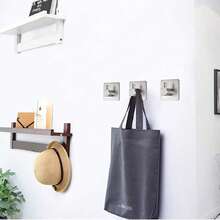 1pc Adhesive Hooks Heavy Duty Wall Hooks Waterproof Stainless Steel Hooks For Hanging Coat, Hat,Towel Robe Hook Rack Wall Mount- Bathroom And Bedroom