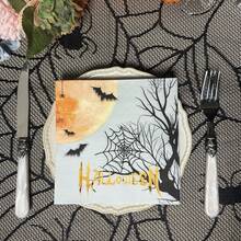20 piezas de servilletas de papel coloridas para fiesta de Halloween, de 13*13 pulgadas, 2 capas, para restaurante y fiesta de hotel, con estampados de castillo, calabaza, murciélago, fantasma y telaraña, decoración para fiesta de Halloween, servilletas de papel desechables para Halloween