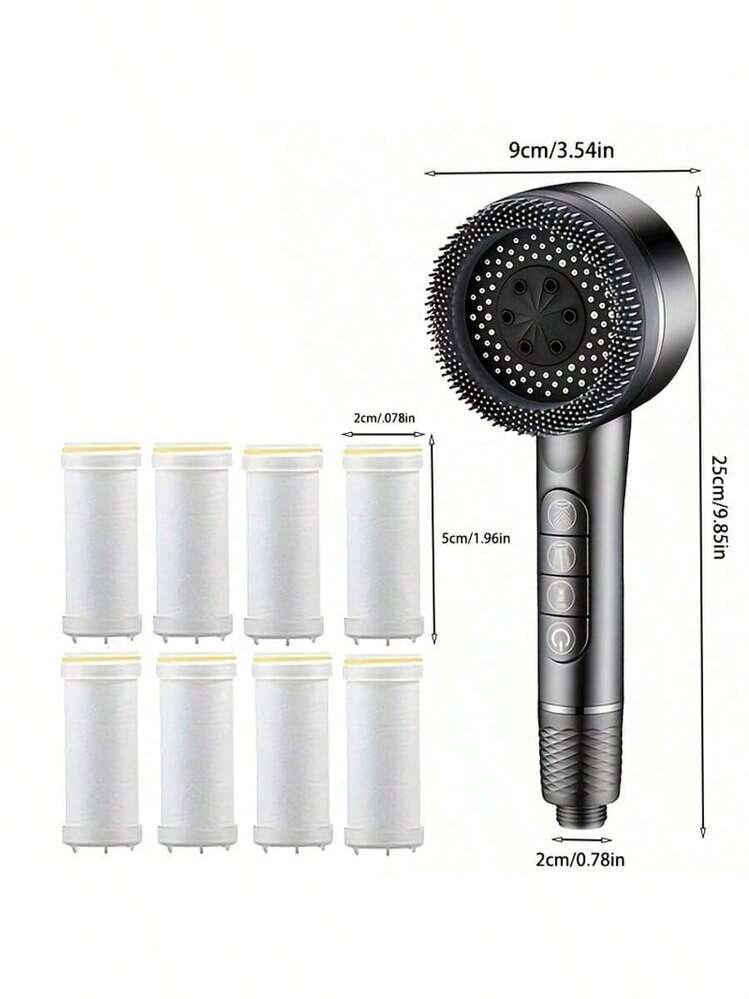 1 st handhållet högtrycksduschmunstycke med superstark stråle, levereras med 8 st importerade filter / enkel att installera, ingen el krävs, lämplig för hemmabruk, badrumstillbehör | Praktiska badrumstillbehör | Iögonfallande duschmunstycke, duschmunstycke och slang badrumstillbehör badrumsverktyg - Multifärgad - Visa 3