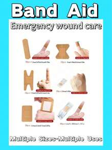 300/160/100/60/50件装急救包组合装 - 绷带、伤口敷料、指尖绷带、防水创可贴、各种形状的指关节绷带、创意伤口护理敷料、透气性粘性绷带、紧急伤口护理、擦伤、水泡处理，多种款式可选