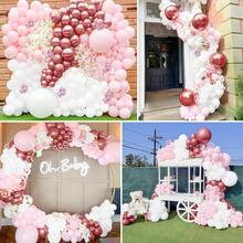 33 pezzi Palloncini rosa e bianchi, set di palloncini in lattice da 10/12 pollici rosa, bianchi e rosso metallizzato glitterato, adatti per feste di compleanno di ragazze e donne, festa di nascità, addio al nubilato, matrimonio, anniversario, festa di fidanzamento - Multicolore - Visualizzare 3