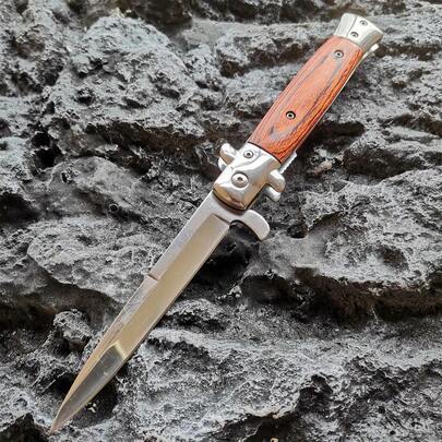 Folding Knife 8cr13 Folding Knife Self-Defense Hunting Knife EDC Multifunctional Steel With Wood Tactical Outdoor Knife