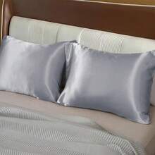 Summer : Silky Satin Pillowcases (1 Pair) – Ultra-Smooth, Breathable, 9 Elegant Hues For Skin & Hair Care - 白色 - 查看 5