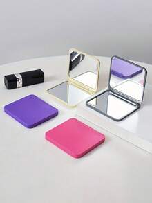 1pc Solid Color Double-Sided Folding Compact Makeup Mirror, Small Square Portable Pocket Mirror, Foldable Compact Mini Makeup Mirror, Portable Double-Sided Square Pocket Mirror, Suitable For Students, Girls, Ladies, Travel Gifts, For Cosmetics, Suitable For Travel, Bedroom, Home Use, Mirror,Makeup,Cheap,Room Decor,Vanity,Travel,Bedroom,Makeup Accessories,Mirror,Vanity Mirror,Mini Mirror,Compact Mirror,Mirror Small,Hand Mirror