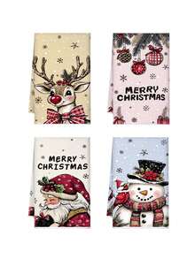 40*60cm Christmas Dish Towel, Pink Background With Pine Branch Decor Pattern, Nordic Style Kitchen Towel, Christmas Theme Restaurant Decoration Cleaning Cloth