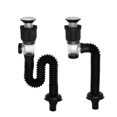 1 pieza Desagüe de fregadero de acero inoxidable, desagüe de fregadero horizontal/vertical universal, tubo de desagüe de fregadero anti-olor, juego de tubo de desagüe de fregadero con desagüe rebotante, accesorios de cocina