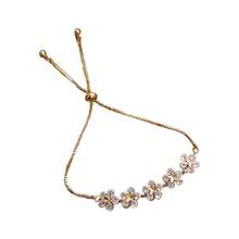Fashion Simple  Flower Bracelet Niche Design Sweet Floral Alloy Inlaid Diamond Jewelry For Women - 金色 - 查看 5