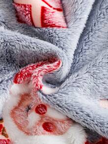 طقم ملابس علوية وبنطلون مطبوع عليه رسوم سانتا كلوز للأطفال الصبيان، ملابس كاجوال للارتداء اليومي، خريف/شتاء - رمادي فاتح - مشاهدة 5