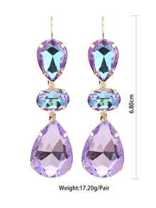 1 Đôi bông tai dài đính đá Rhinestone hàn hợp kim đồng thủ công cho nữ - phong cách 1 - Xem 3