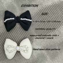 1 Par de Clipes de Sapato com Laço Elegante e Pérola de Strass, Acessórios de Sapato DIY para Festa, Todas as Estações