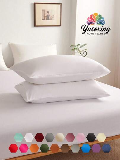 2pcs White Super Soft Plain Pillowcase Lightweight Bedding Envelope Closure Solid Color Bed Pillow Cover, For Bedroom Dormitory Bedding Back School Bedding