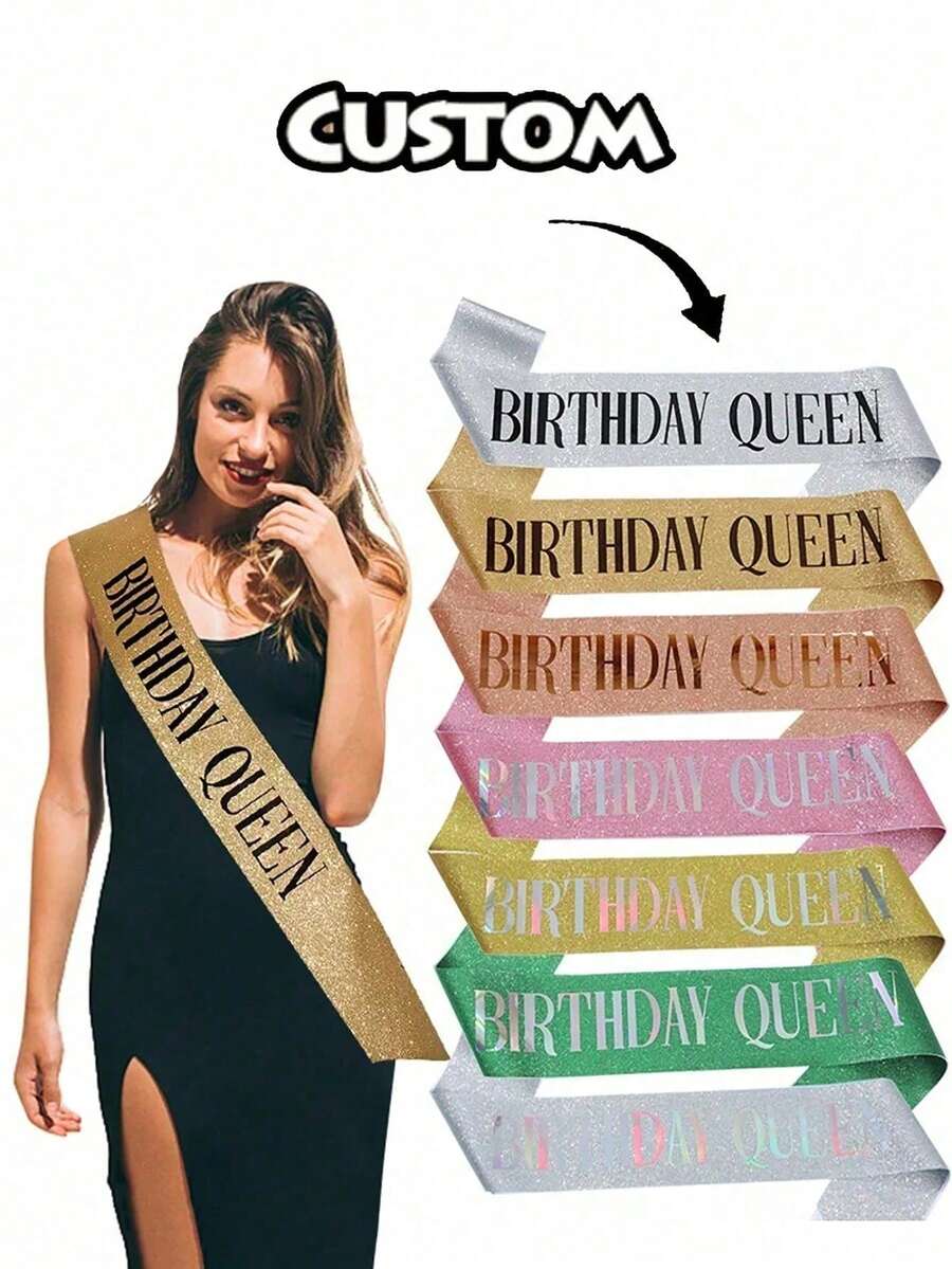 1 pieza Cinta de satén con texto personalizado, cinta con lema personalizado, cinta de cumpleaños personalizada, se puede personalizar para cinta de fiesta individual, regalo ideal para él, regalo de graduación ideal para ella - Multicolor - Ver 1