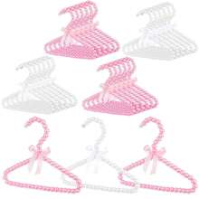 25 Pcs Small Pearl Hanger Mini Pearl Metal Elegant Clothes Hangers With Ribbon For Women Dog Cat (Pink,White) - Multicolor - View 2