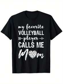 Volleyball Mom T-Shirt - Women's Simple And Personalized Pure Cotton Printed T-Shirt, Suitable For Gatherings And Daily Wear, The Perfect Gift For Friends And Family, Locally Delivered