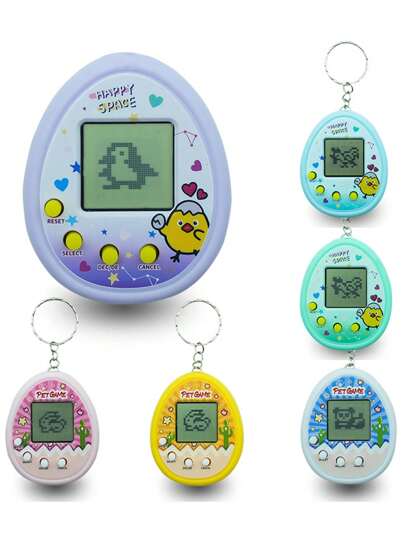 4 piezas Juguete electrónico de mascota, pantalla en blanco y negro, consola de juegos portátil en forma de colgante, crianza de mascota virtual, juguete de máquina de juegos electrónicos, apariencia personalizada con forma de corazón, diseño portátil (se puede usar como llavero/accesorio de bolso), regalo para vacaciones/Halloween/Navidad/escuela