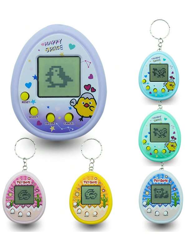 4pcs Electronic Pet Toy, Black & White Screen, Handheld Mini Game Console Pendant, Virtual Pet Raising, Electronic Game Machine Toy, Personalized Heart-Shaped Appearance, Portable Design (Can Be Used As Keychain/Bag Charm), Holiday/Halloween/Christmas/School Gift