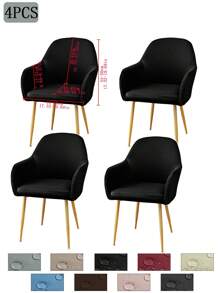 1件/2件/4件/6件装纯色牛奶丝新款弧形薄款座椅套，经典简约设计，防水（非100%防水），防尘，适用于客厅、餐厅、书房等场所，100%涤纶薄款弧形椅套，房间装饰 - 彩色 - 查看 38