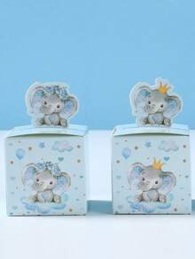 24pcs Blue Elephant Theme Baby Shower Party Favor Boxes/Candy Boxes, Cute Blue Elephant Pattern Gender Reveal Party Gift Boxes, Baby Shower Party Favors Packaging, Gender Reveal Party Table Decor Candy Boxes, 1st Birthday Gift Boxes, Baby Shower Party Gifts, Baby Shower Decorations, Gender Reveal Party Table Centerpieces, Gender Reveal Party Decorations, Birthday Party Photo Props - Blue Elephant - View 9