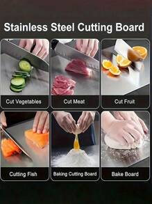 1 pièce de planche à découper en alliage de titane haut de gamme - design double face, en acier inoxydable, convient pour la cuisine et la salle à manger, planche à découper de cuisine, tapis à découper en titane médical japonais à double face - hygiène et durabilité avancées