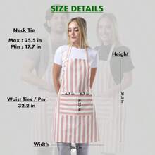 Kitchen Apron Waterdrop Resistant Cotton Apron With Adjustable Aprons For Women With Pockets Cooking Apron Chef Apron For Men (1, Powder Pink)