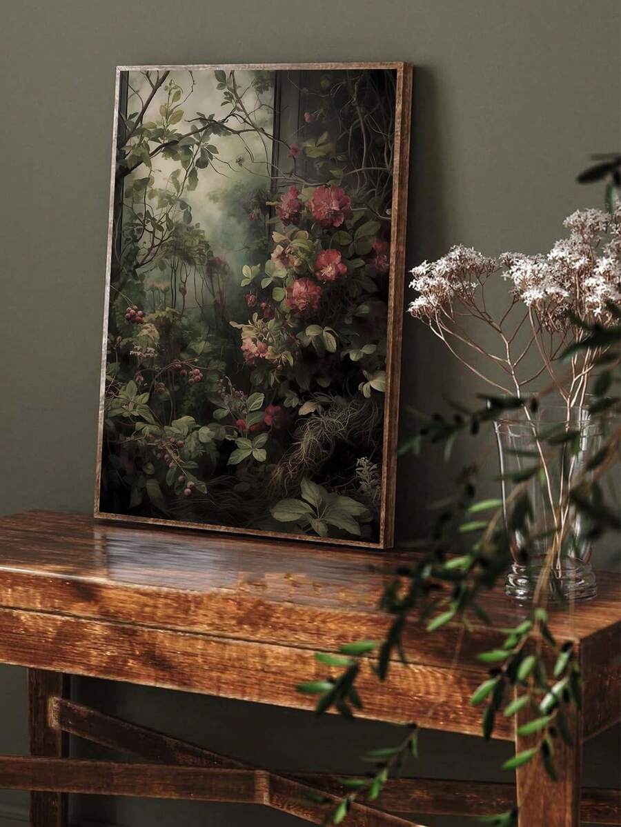 1 件秘密花园、深色田园风格、深色学院风艺术、复古花卉绘画、植物印花、女巫房间装饰、深绿色美学、玫瑰、田园美学、古董帆布印刷、花卉墙面艺术、异想天开的艺术、万圣节秋季墙面艺术、卧室装饰、客厅装饰、办公室装饰、餐厅墙面装饰 - 彩色 - 查看 1